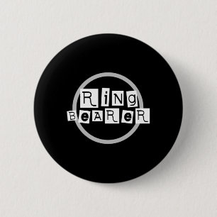 Ring Bearer White on Black 2 Inch Round Button