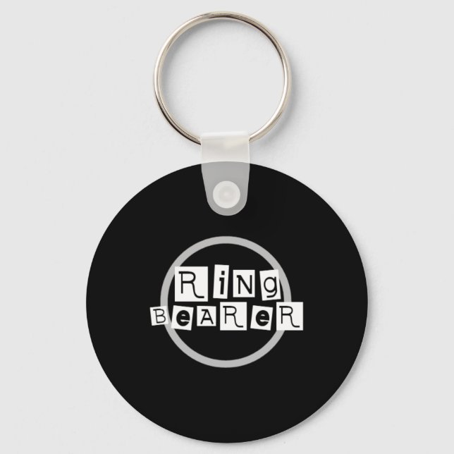 Ring Bearer White on Black Keychain (Front)