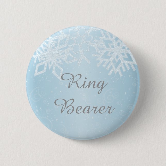 Ring Bearer Winter Snowflakes 2 Inch Round Button (Front)