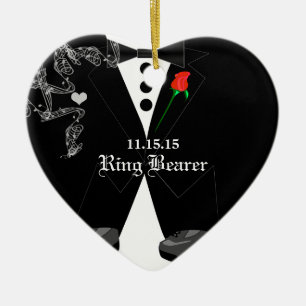 Ring Bearer with Black Tuxedo Wedding Favour Ceramic Ornament
