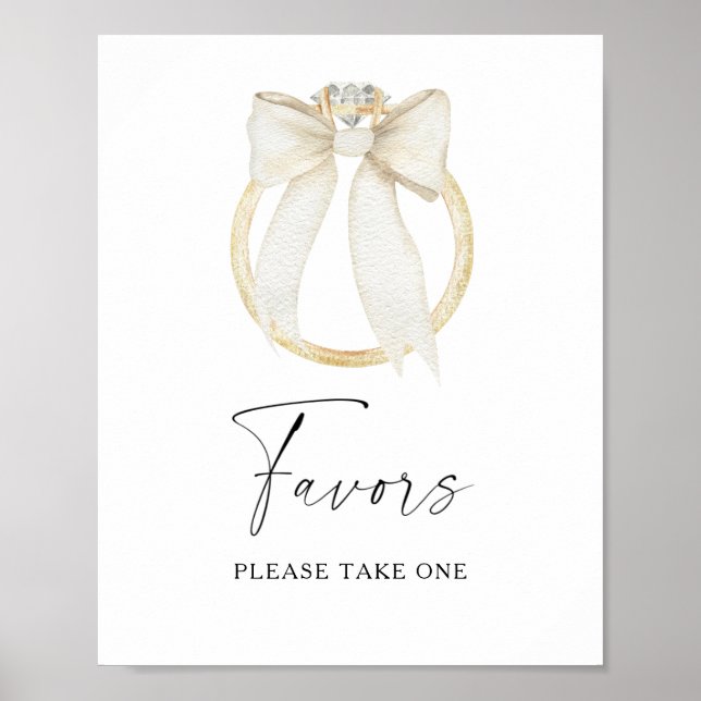 Ring & Bow bridal shower Favours please take one  Poster (Front)
