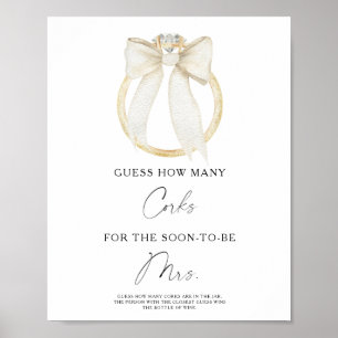 Ring & Bow Bridal shower How Many Corks Poster