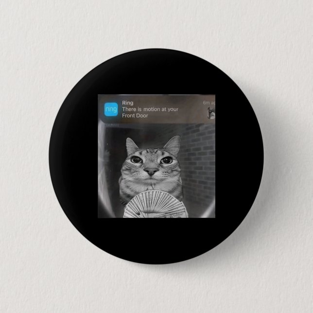 Ring Cat With Motion Meme Cursed Funny Men Women  2 Inch Round Button (Front)