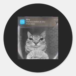 Ring Cat With Motion Meme Cursed Funny Men Women  Classic Round Sticker