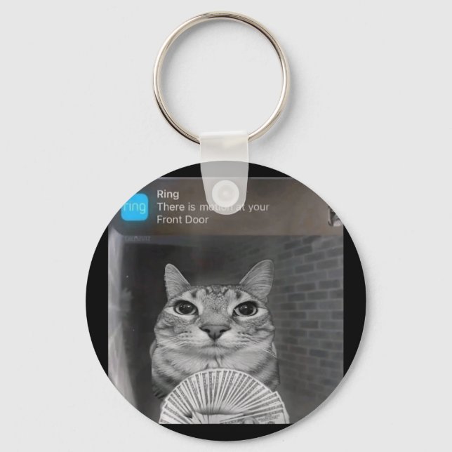 Ring Cat With Motion Meme Cursed Funny Men Women  Keychain (Front)
