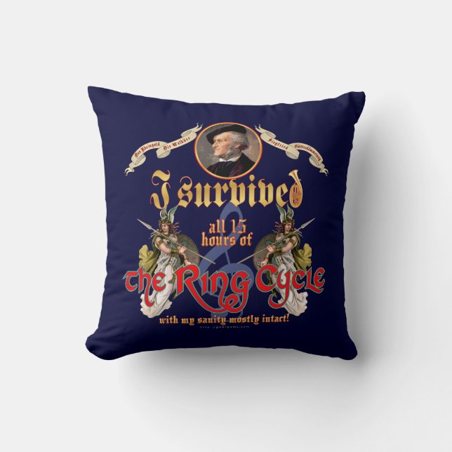 Ring Cycle Survivor Throw Pillow (Front)