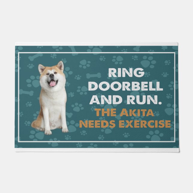 Ring Doorbell And Run The Akita Needs Exercise Doormat (Front)