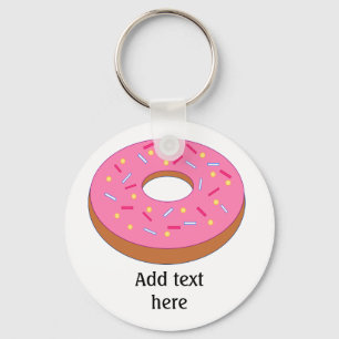Ring Doughnut with Pink Frosting Customizable Keychain