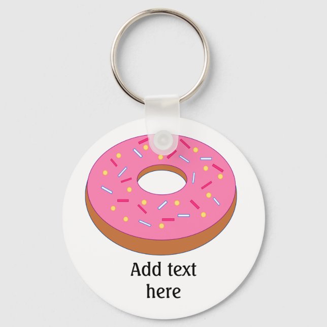 Ring Doughnut with Pink Frosting Customizable Keychain (Front)