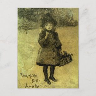 Ring Happy Bells Across the Snow Holiday Postcard