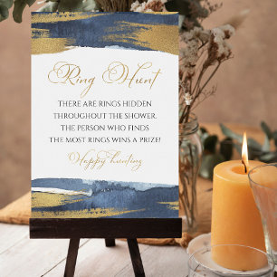 Ring Hunt Abstract Blue Bridal Shower Game Card