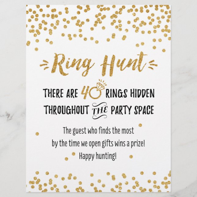 Ring Hunt Bridal Game Sign (Front)