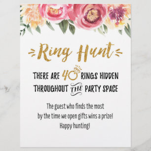 Ring Hunt Bridal Game Sign