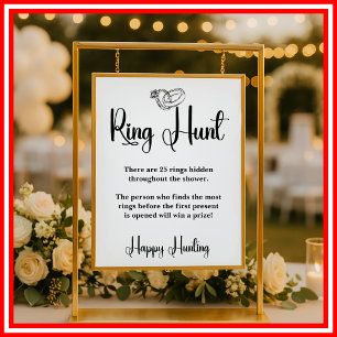 Ring Hunt Bridal Shower Game Elegant Sign 