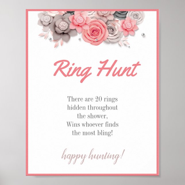 Ring Hunt Bridal Shower Game Sign (Front)