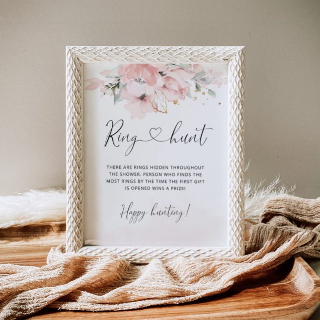 Ring hunt Floral blush pink gold bridal game Poster (Creator Uploaded)