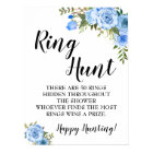 Ring Hunt Game Bridal Shower Blue flowers sign