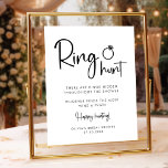 Ring Hunt Minimalist Modern Script Sign<br><div class="desc">Add a playful element to your bridal shower with our "Ring Hunt Minimalist Modern Script Sign." This black and white, minimalist bridal shower sign is perfect for the Ring Hunt game, featuring a handwritten script for a touch of elegance. Customize this sign to match your unique style and make your...</div>