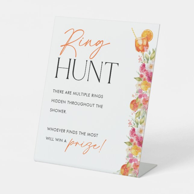 Ring Hunt Sign Bridal Shower Game First Spritz (Front)