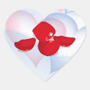 Ring in Petals Heart Sticker