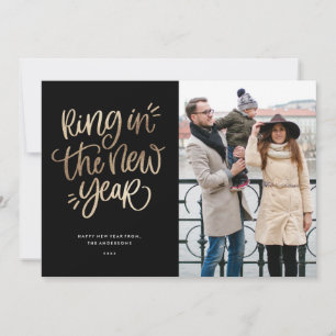 Ring in the New Year Faux Foil Holiday Photo Card