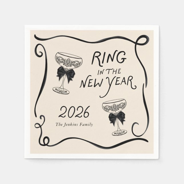 Ring in the New Year Paper Napkin (Front)