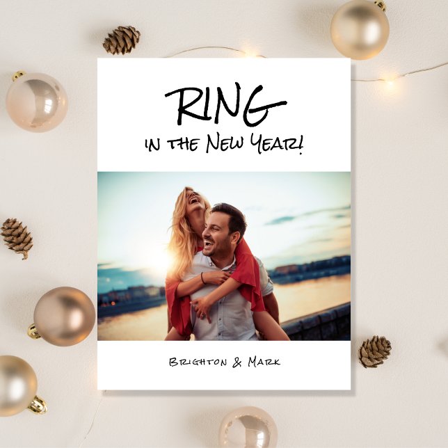 Ring in the New Year Photo Announcement Postcard (Creator Uploaded)