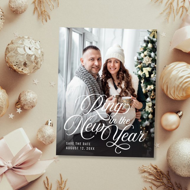 Ring in the New Year Photo Save the Date Announcement Postcard (Creator Uploaded)