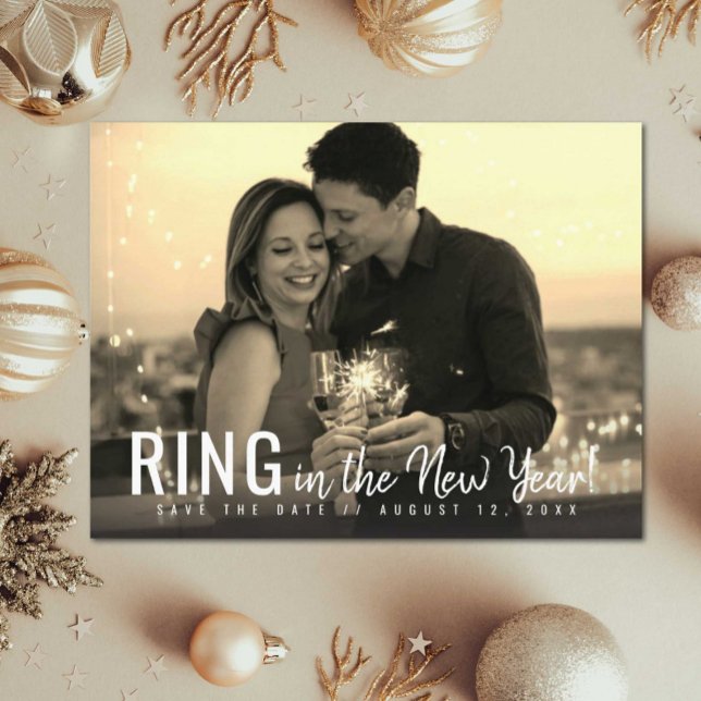 Ring in the New Year Photo Save the Date Announcement Postcard (Creator Uploaded)