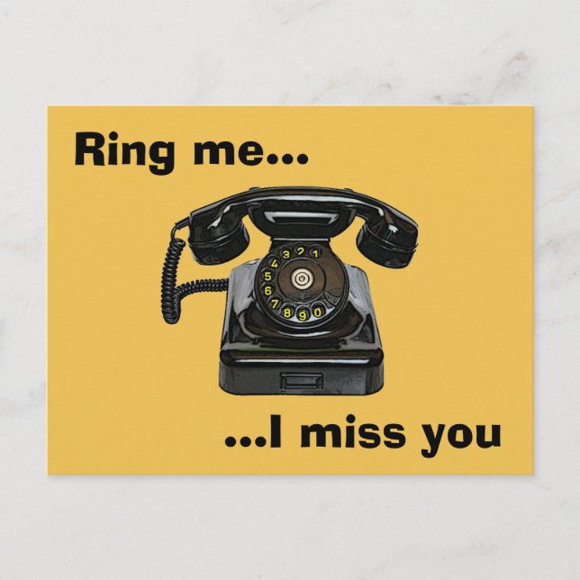 Ring me...I miss you vintage telephone Postcard (Front)