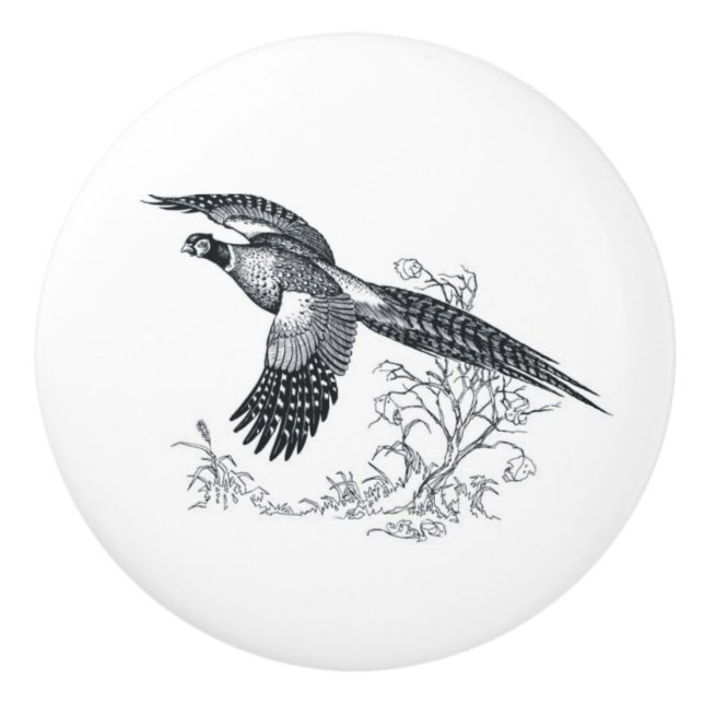 Ring-neck Pheasant Custom Ceramic Knob (Front)