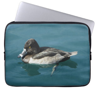 Ring-necked Ducks Sits on Blue Water Photo Laptop Sleeve