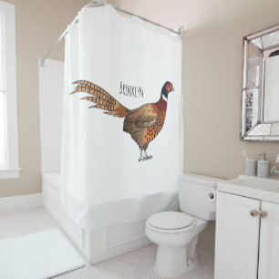 Ring-necked pheasant bird cartoon illustration