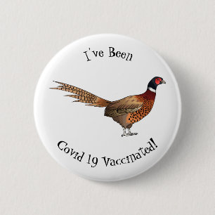 Ring-necked pheasant bird cartoon illustration 2 inch round button