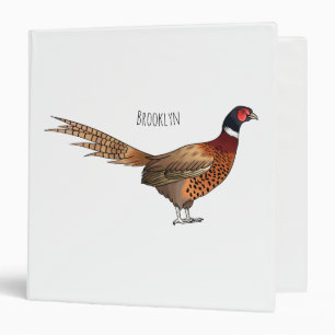 Ring-necked pheasant bird cartoon illustration binder