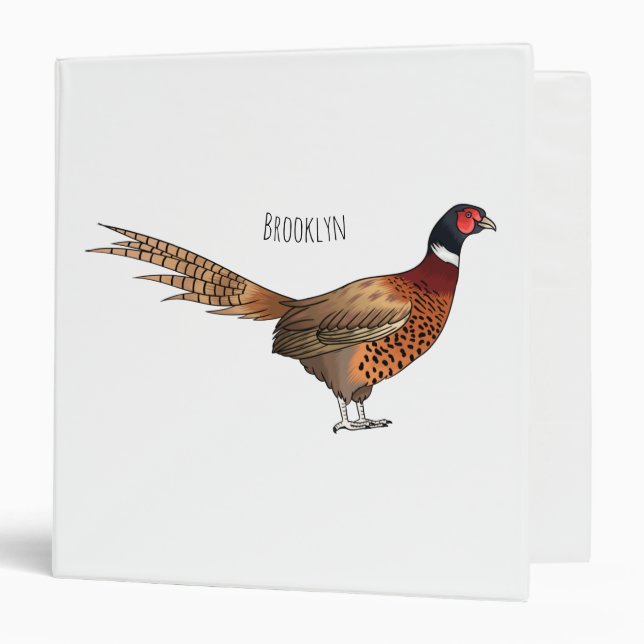 Ring-necked pheasant bird cartoon illustration  binder (Front/Inside)