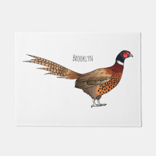 Ring-necked pheasant bird cartoon illustration  doormat