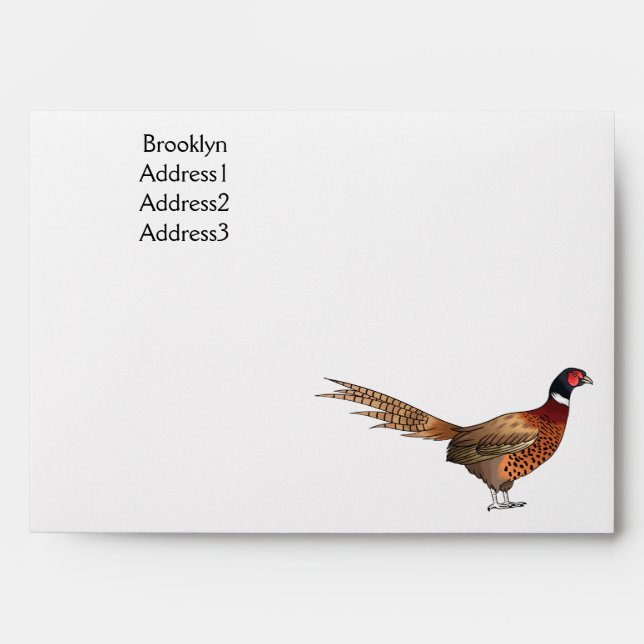Ring-necked pheasant bird cartoon illustration  envelope (Front)