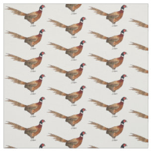 Ring-necked pheasant bird cartoon illustration fabric