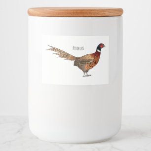 Ring-necked pheasant bird cartoon illustration  food label