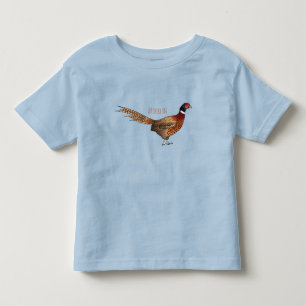 Ring-necked pheasant bird cartoon illustration  toddler t-shirt