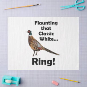 Ring-necked Pheasant Flaunting White Ring Birthday Tissue Paper