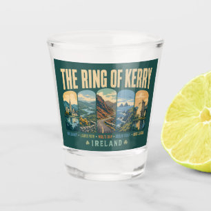 Ring of Kerry Ireland Landmarks Illustration Retro Shot Glass