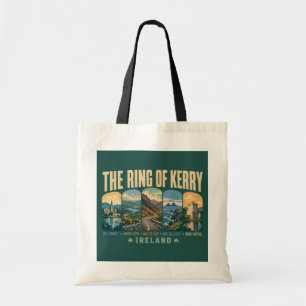Ring of Kerry Ireland Landmarks Illustration Retro Tote Bag