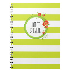 Ring of Poppies Personalized Striped Notebook