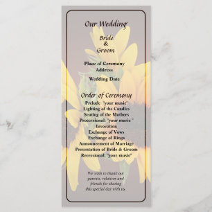 Ring of Sunflowers Wedding Program