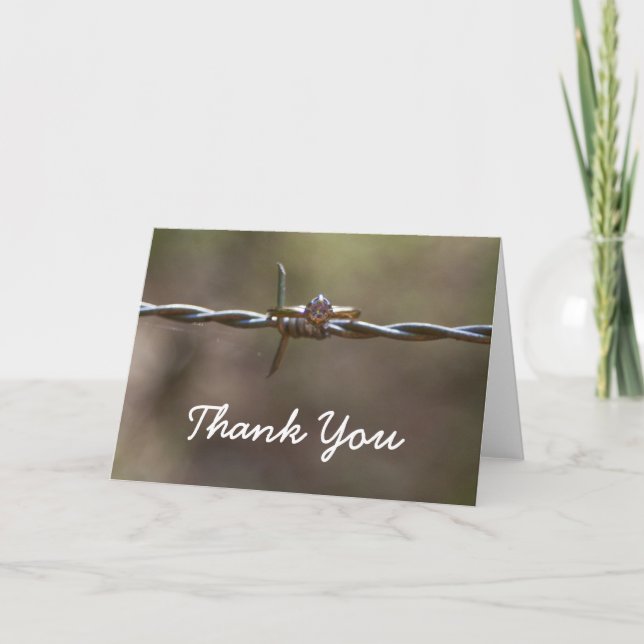 Ring on barbed wire Thank You card (Front)