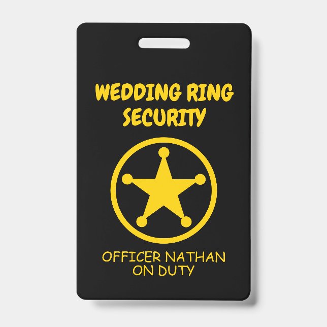 Ring security kid's badge for wedding ring bearer (Front)