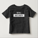 Ring Security Ring Bearer Name Toddler T-shirt<br><div class="desc">Make your ring bearer feels like special with this ring security t-shirt. Click - personalize -to easily add your custom name. Stylish balck and white design.</div>