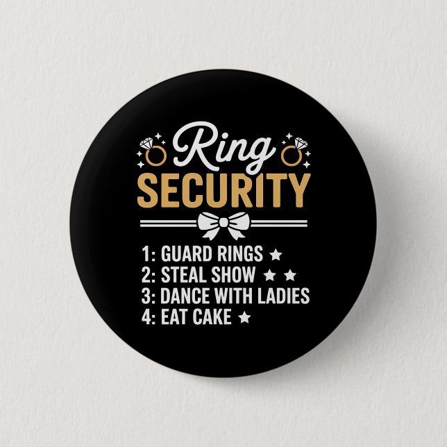 Ring Security Wedding Party Funny Ring Bearer 2 Inch Round Button (Front)